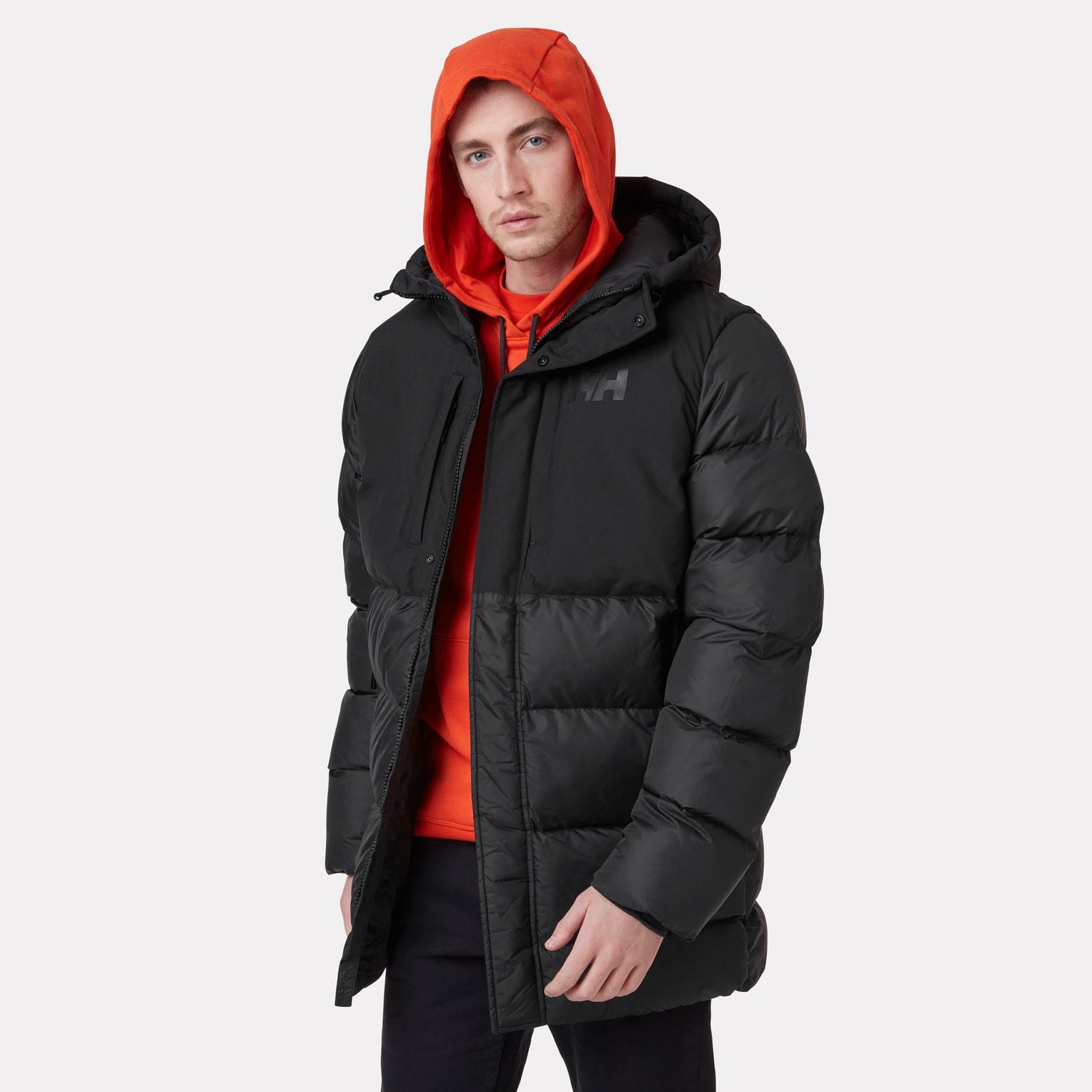 Men's Active Puffy Long Jacket - 990 BLACK