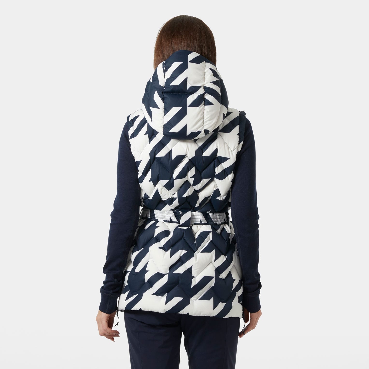 Women's Winter Bliss Modular Down Jacket - 597 NAVY HOUNDSTOOTH AOP