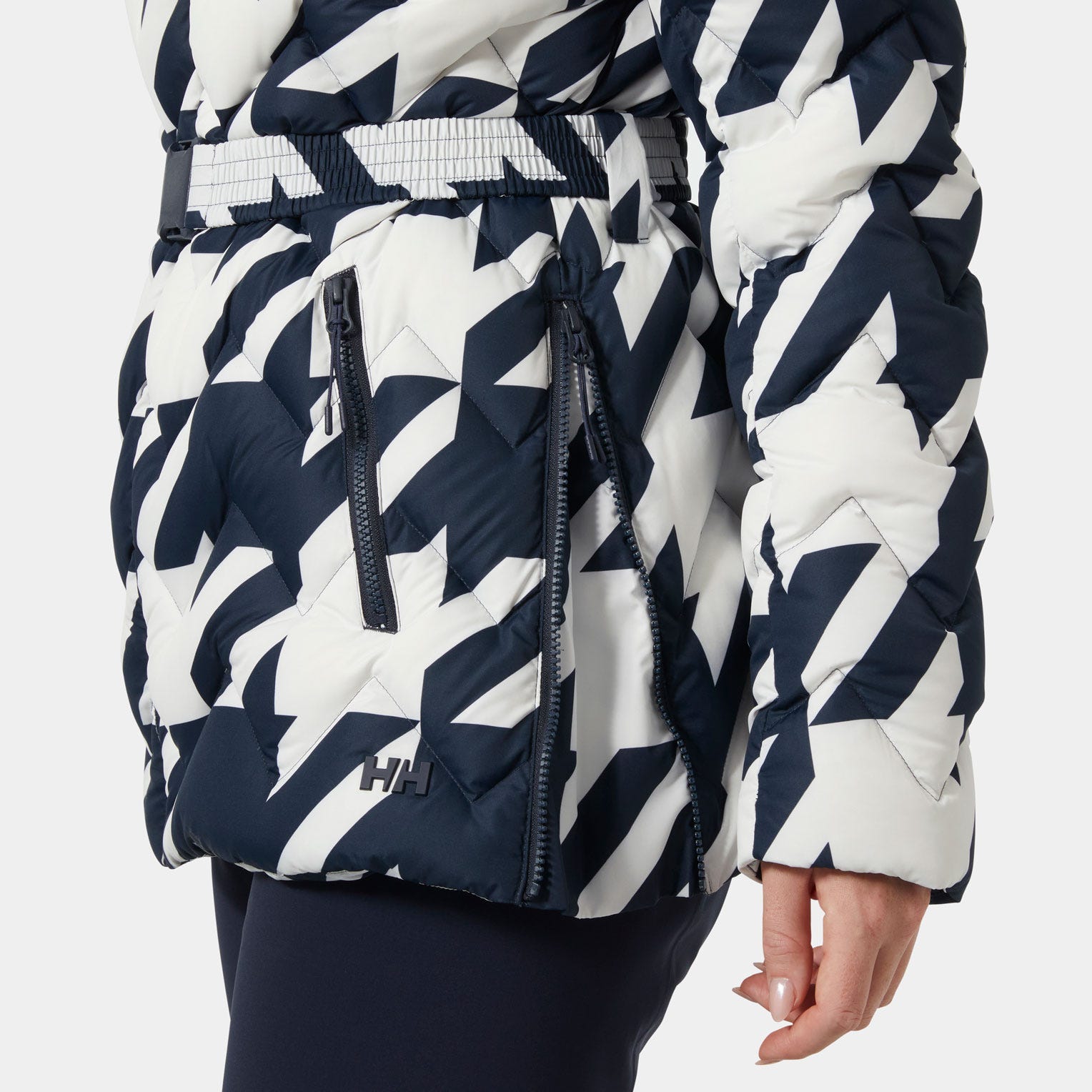 Women's Winter Bliss Modular Down Jacket - 597 NAVY HOUNDSTOOTH AOP