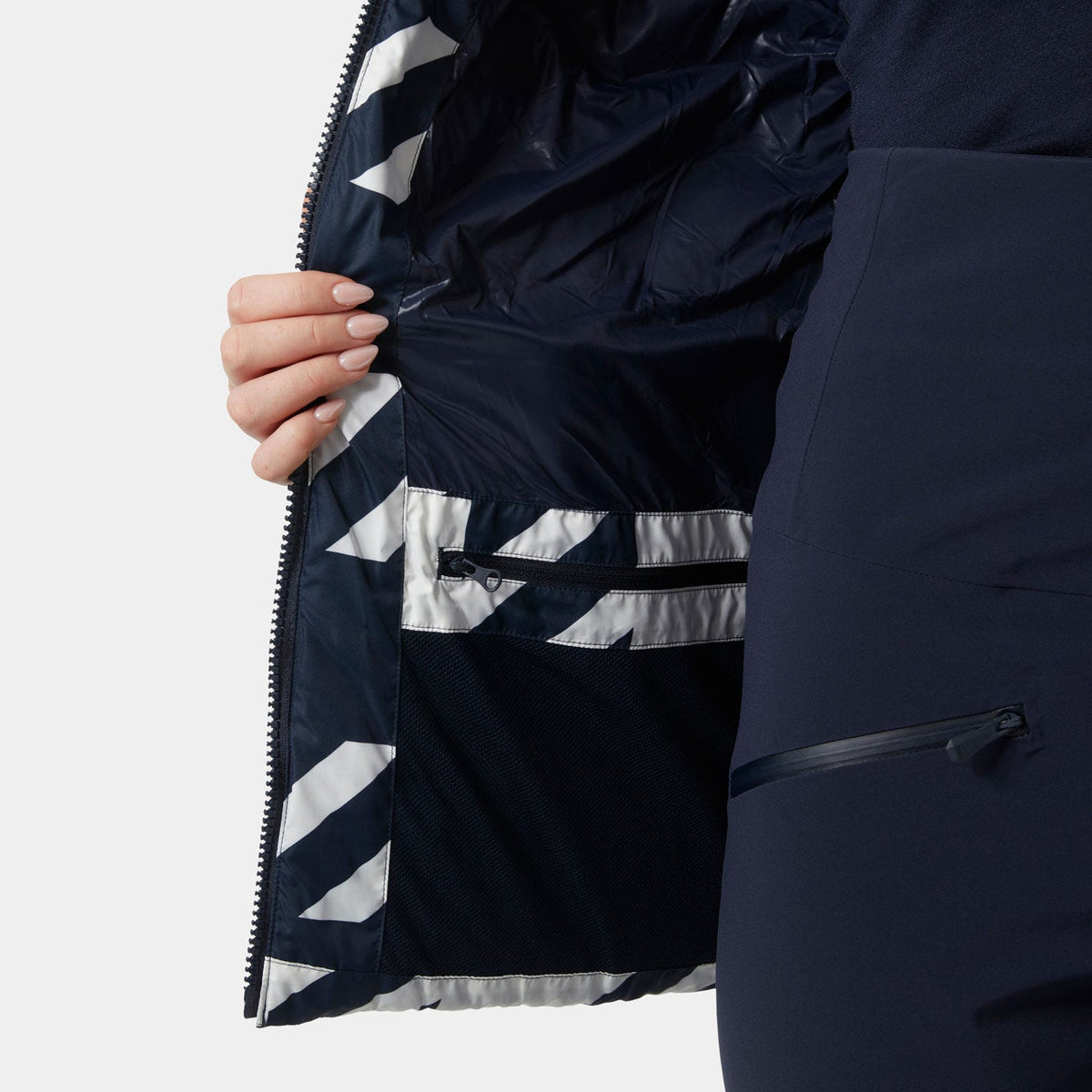 Women's Winter Bliss Modular Down Jacket - 597 NAVY HOUNDSTOOTH AOP
