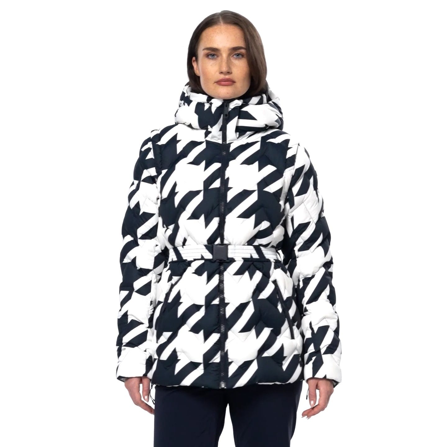 Women's Winter Bliss Modular Down Jacket - 597 NAVY HOUNDSTOOTH AOP
