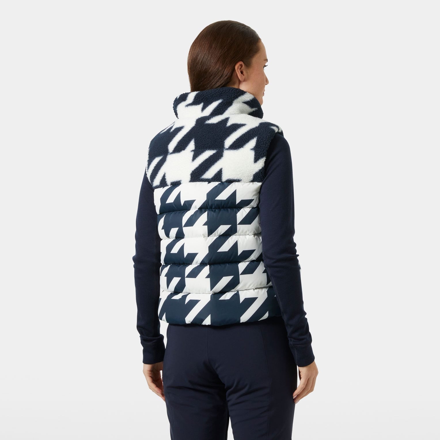 Women's Bliss Down Vest - 597 NAVY HOUNDSTOOTH AOP