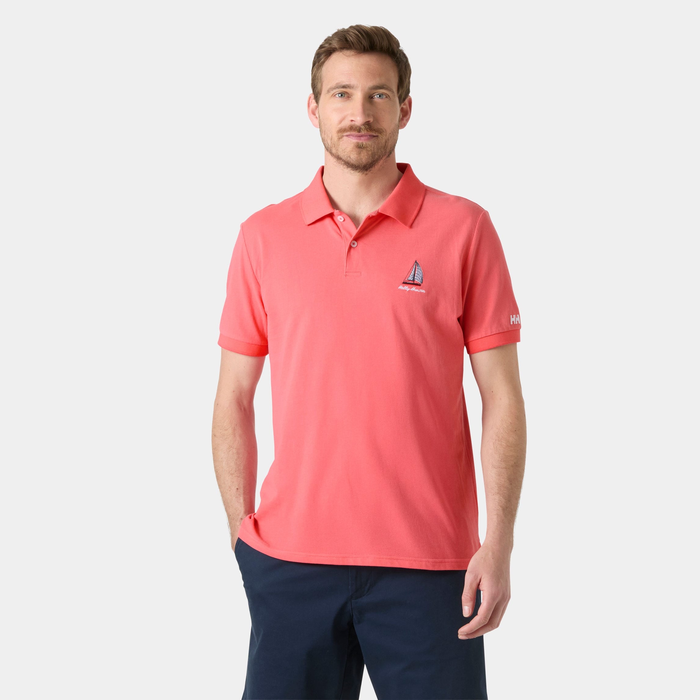 Men's Messina Graphic Fitted Polo - 098 NANTUCKET RED