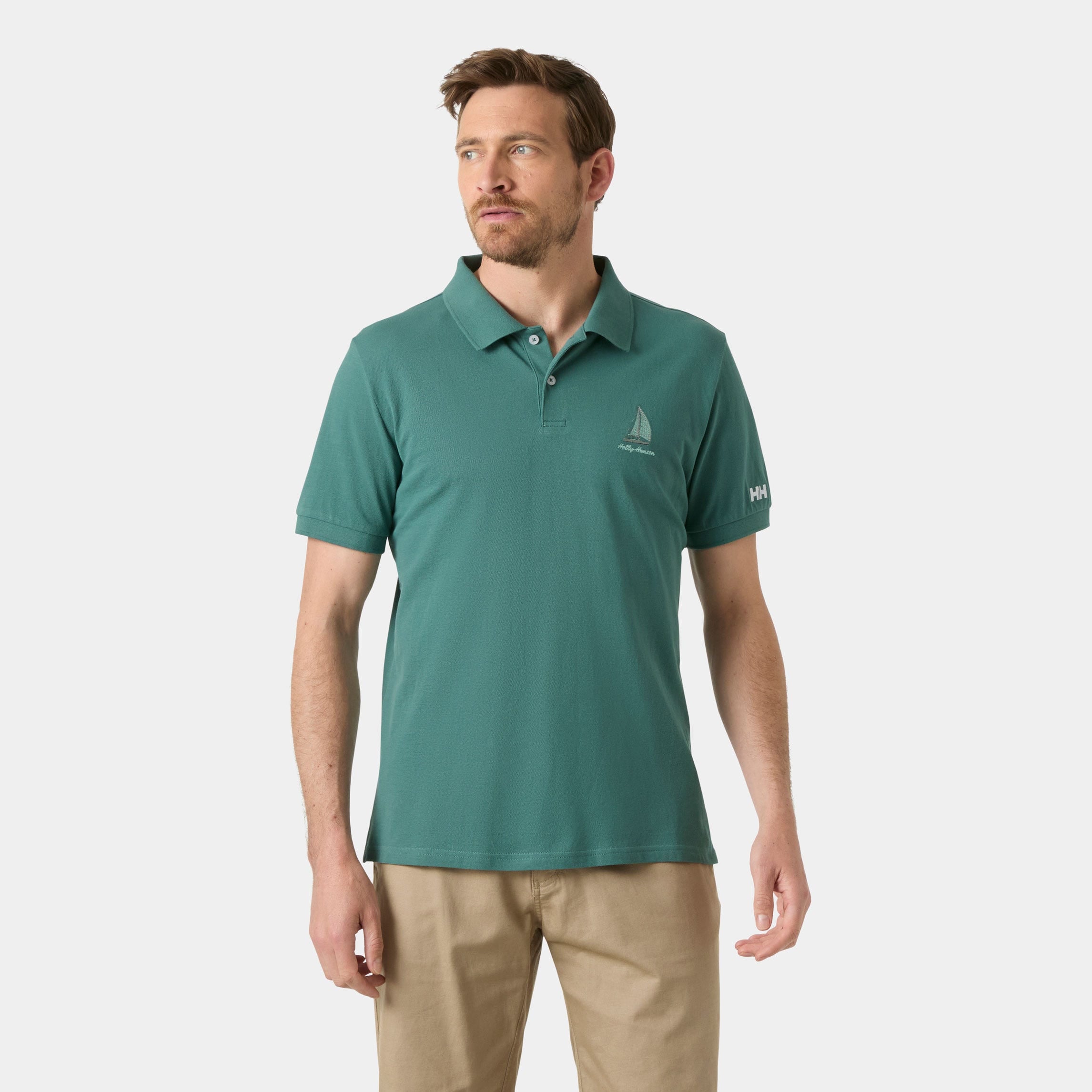 Men's Messina Graphic Fitted Polo - 494 OPAL GREEN