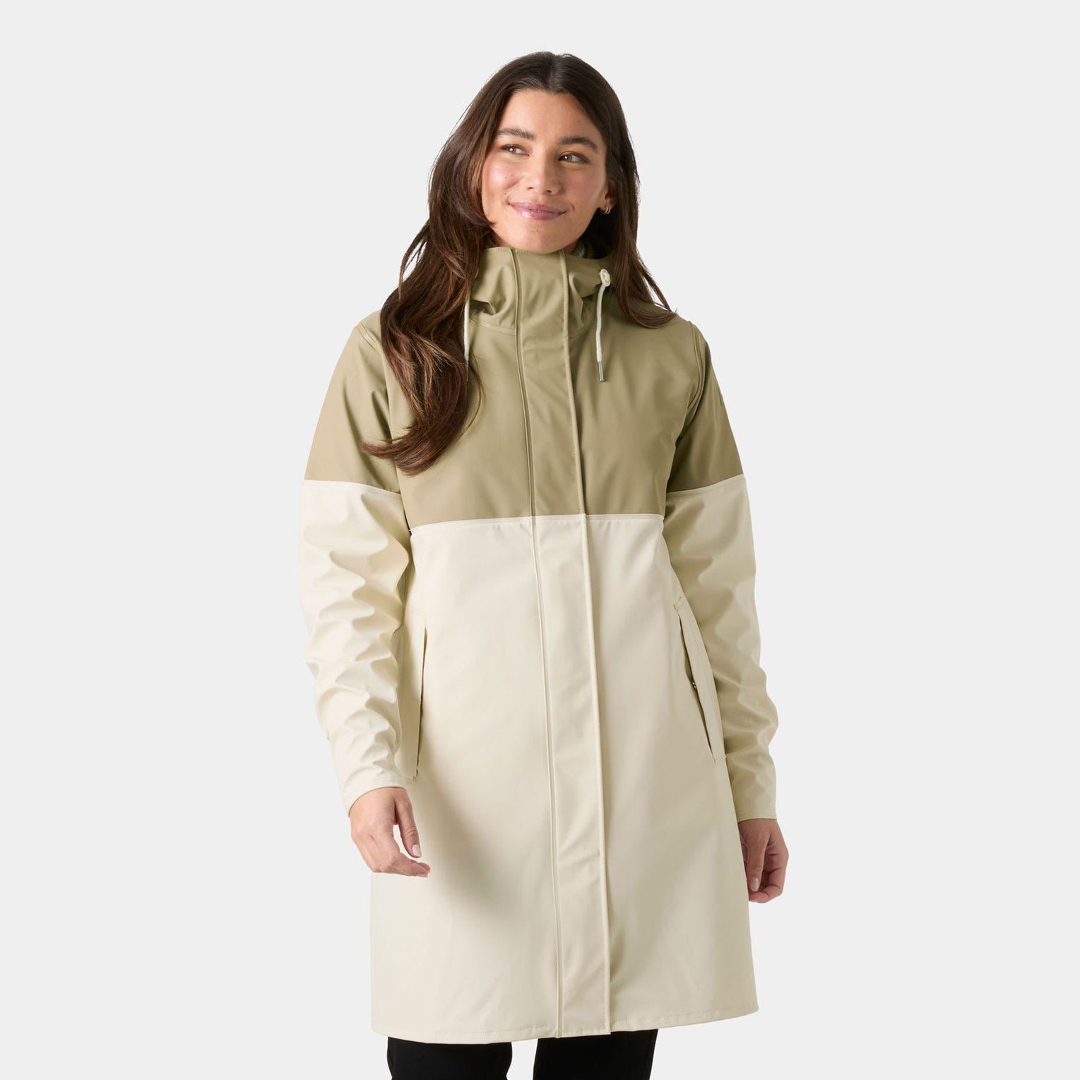 Women's Moss Block PU Raincoat - 757 PEBBLE
