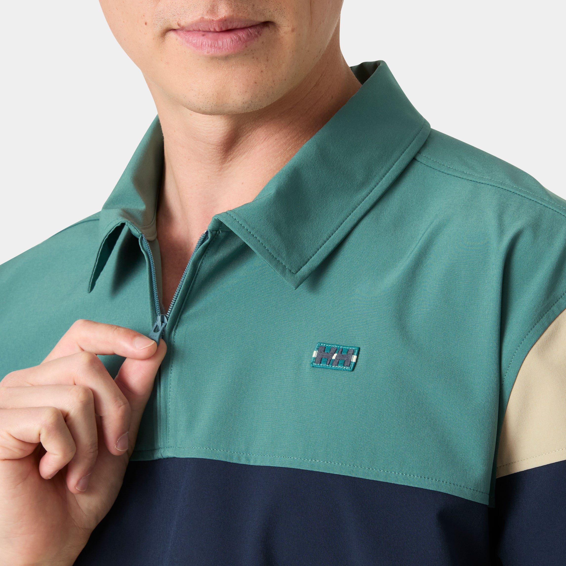 Men's Levante Quick Dry Half-Zip Short Sleeve - 494 OPAL GREEN