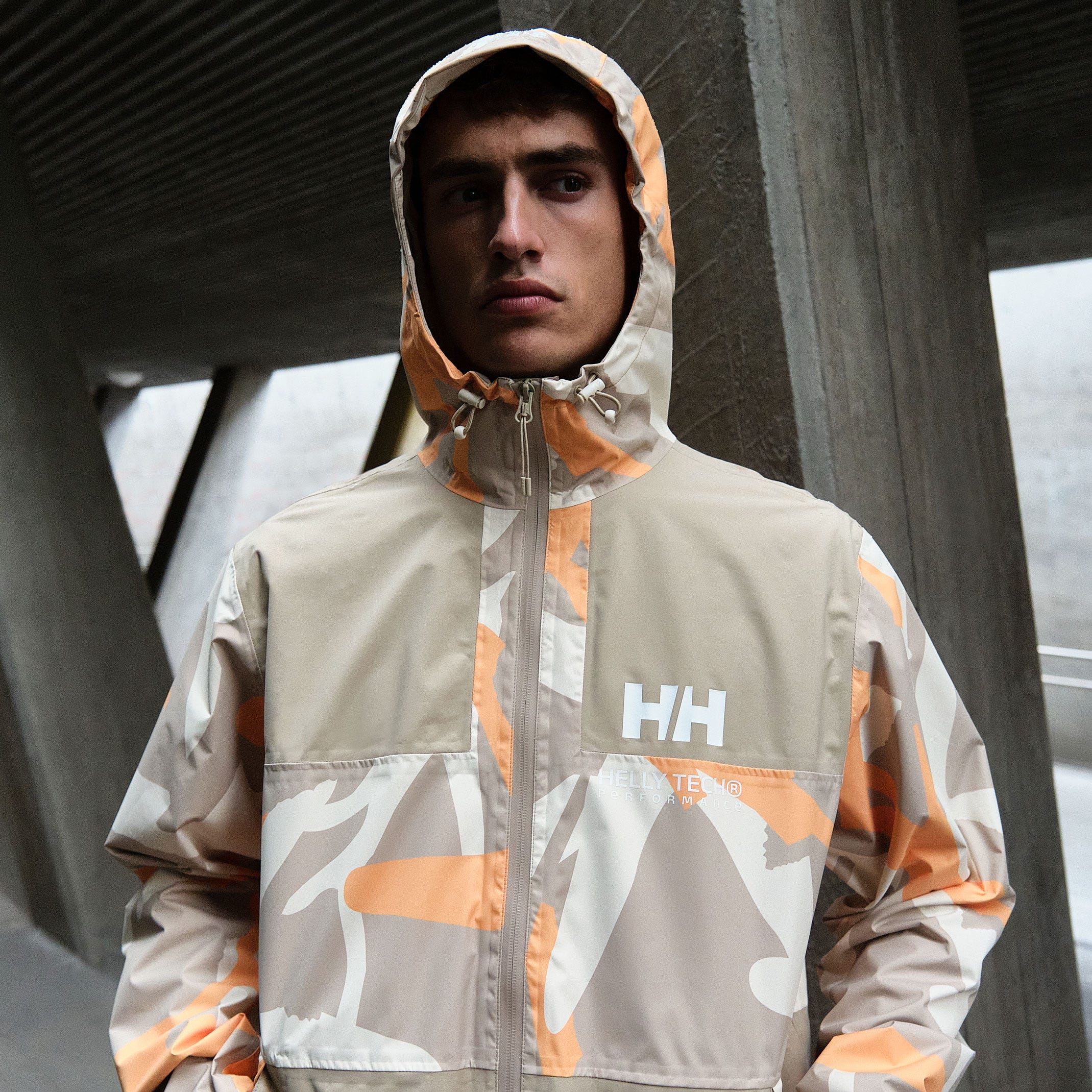 Men's Ace Graphic Rain Jacket - 078 KHAKI HH JPN CAMO AOP