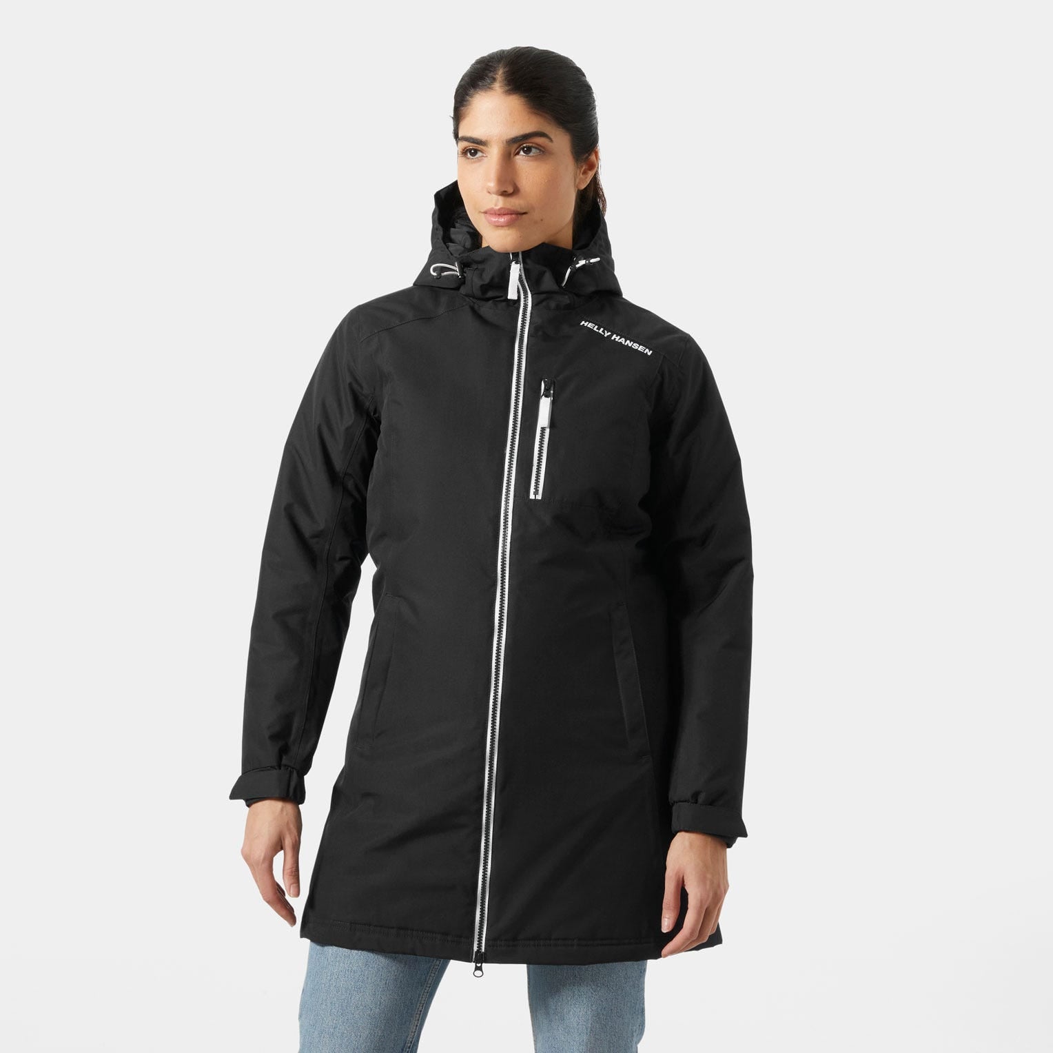 Women's Long Belfast Winter Jacket - 991 BLACK