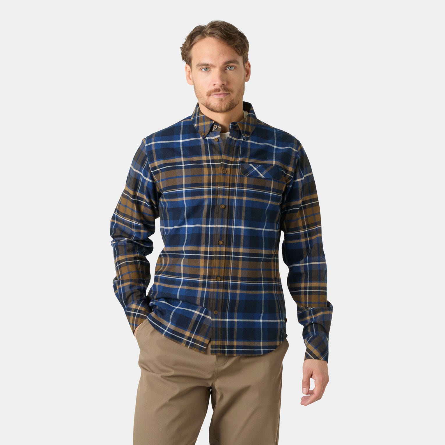 Men's Classic Check Long Sleeve Shirt - 507 DARK BLUE S