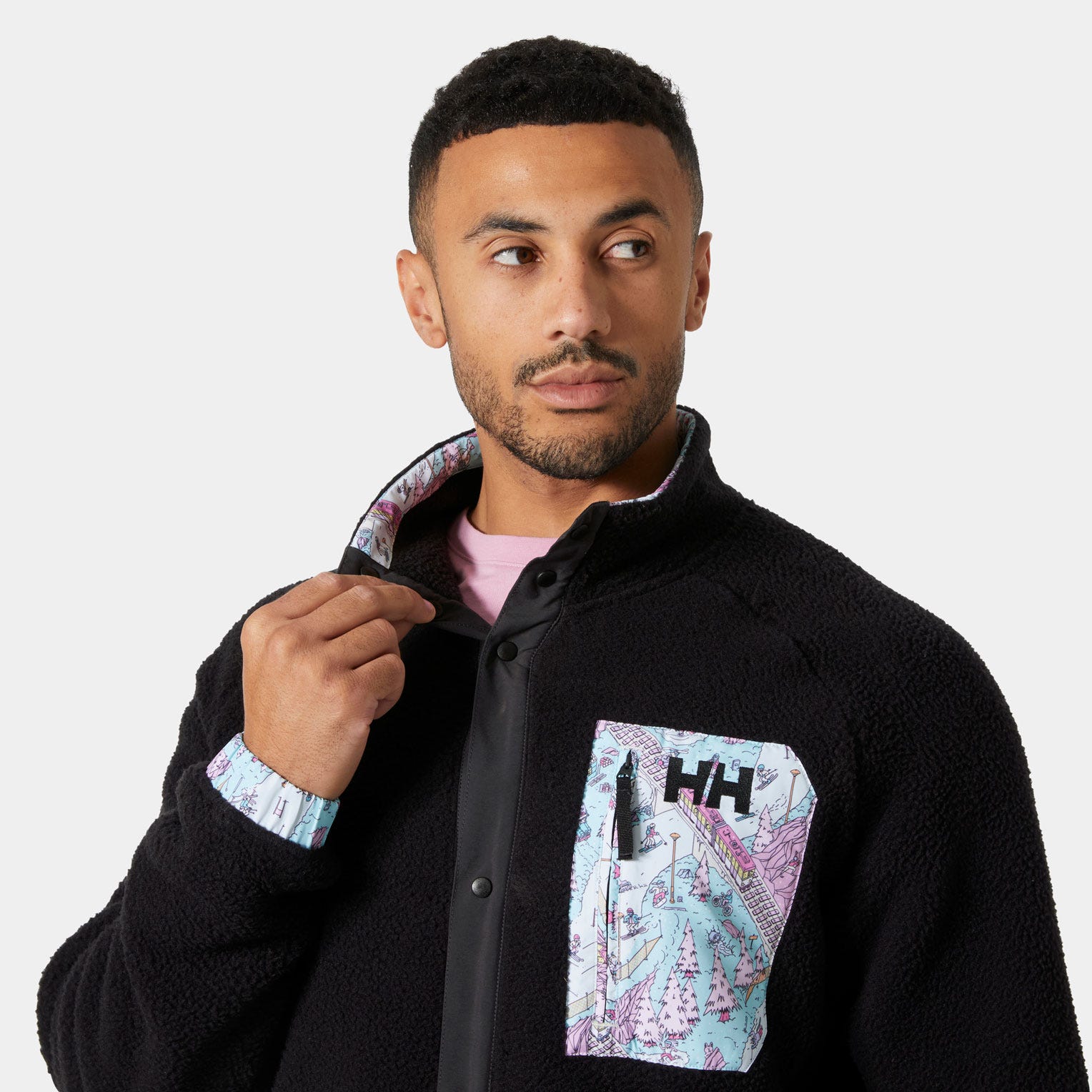 Men's Panorama Pile Snap - 990 BLACK OSLO AOP