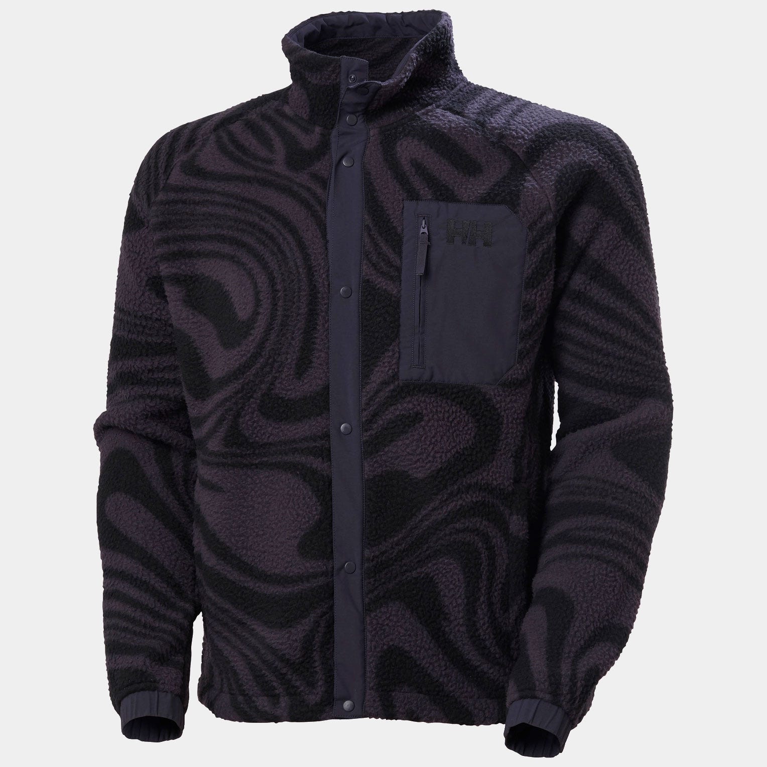 Men's Panorama Printed Pile Snap - 660 BLACK GRAPE