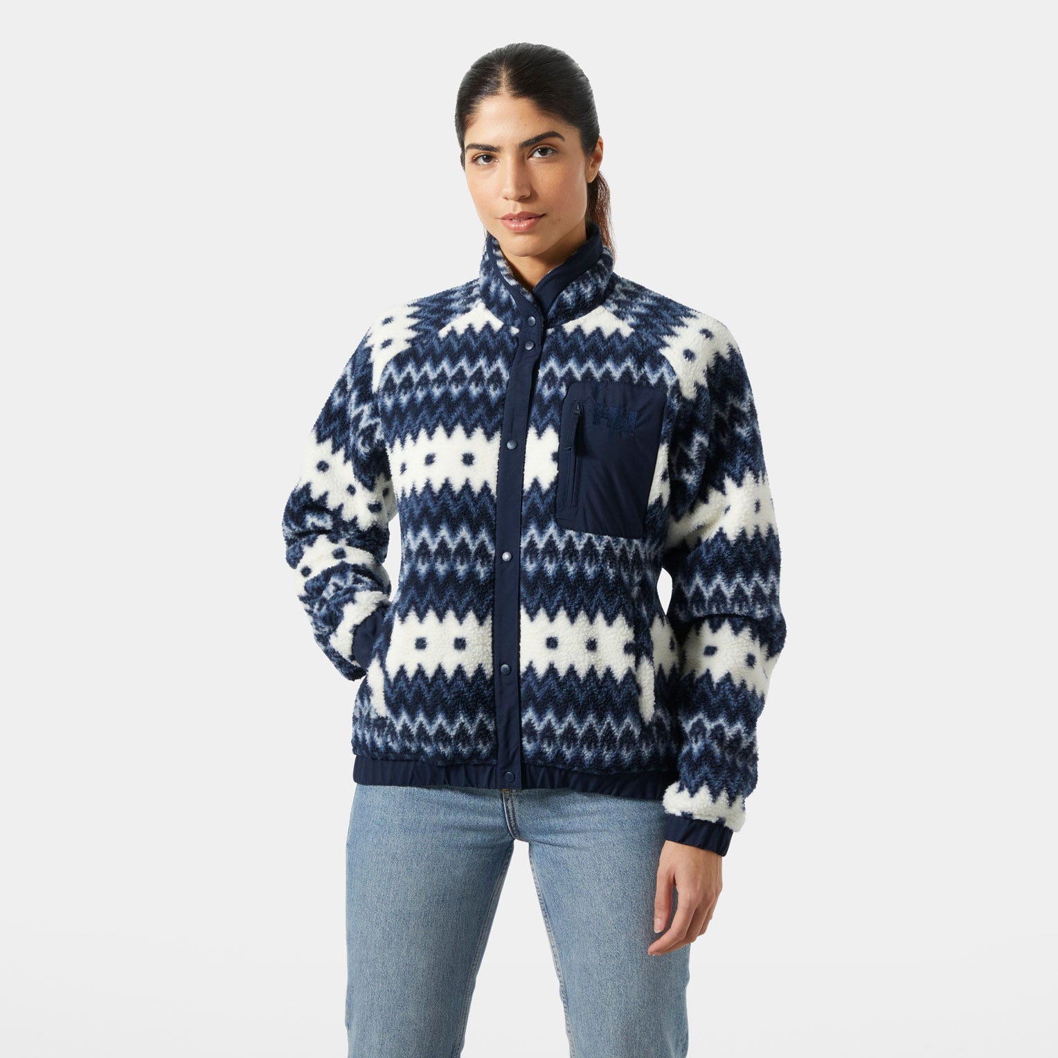 Women's Imperial Printed Pile Snap - 597 NAVY NORDIC AOP