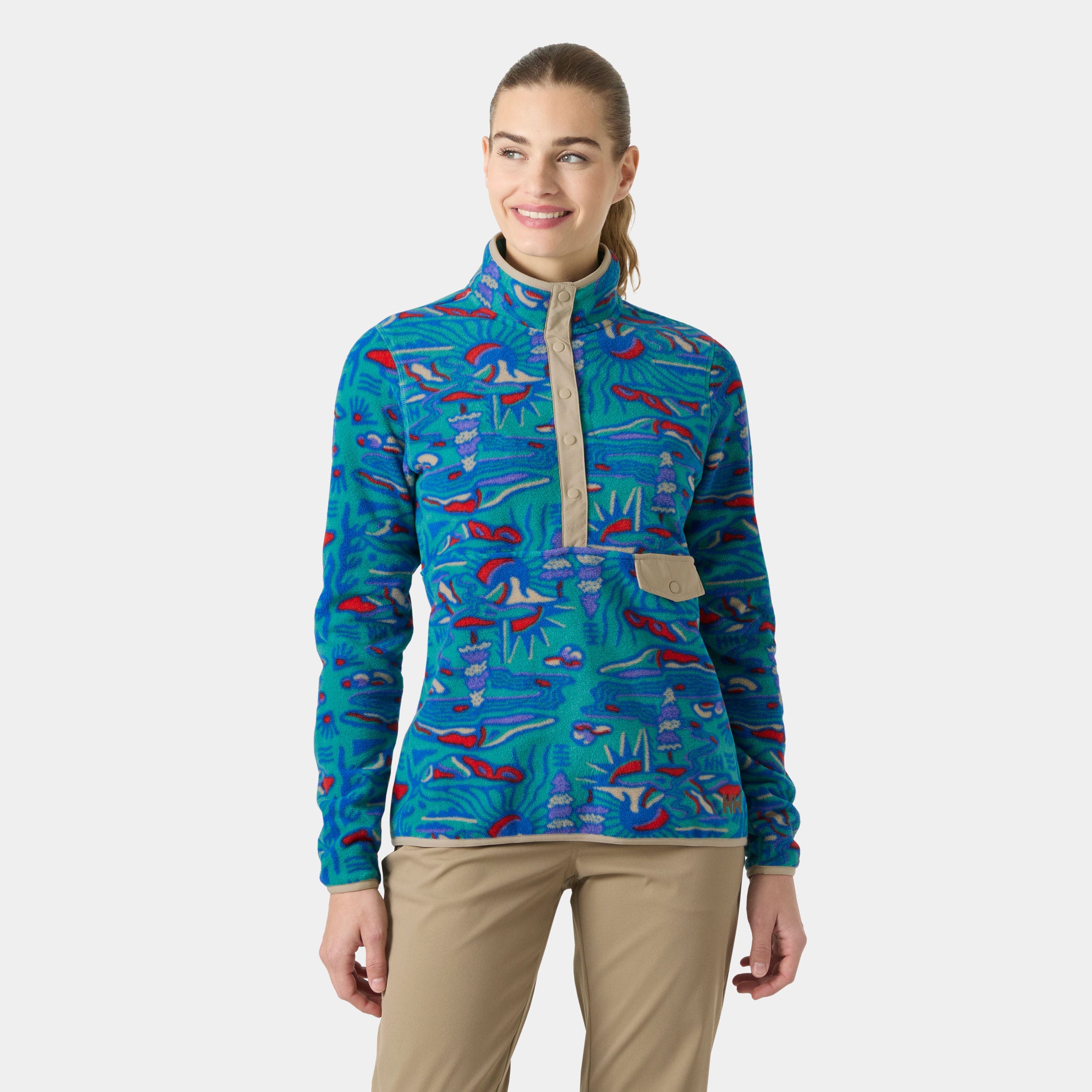 Women's Maridalen Printed Fleece - 472 DARK MINT RAYCO AOP