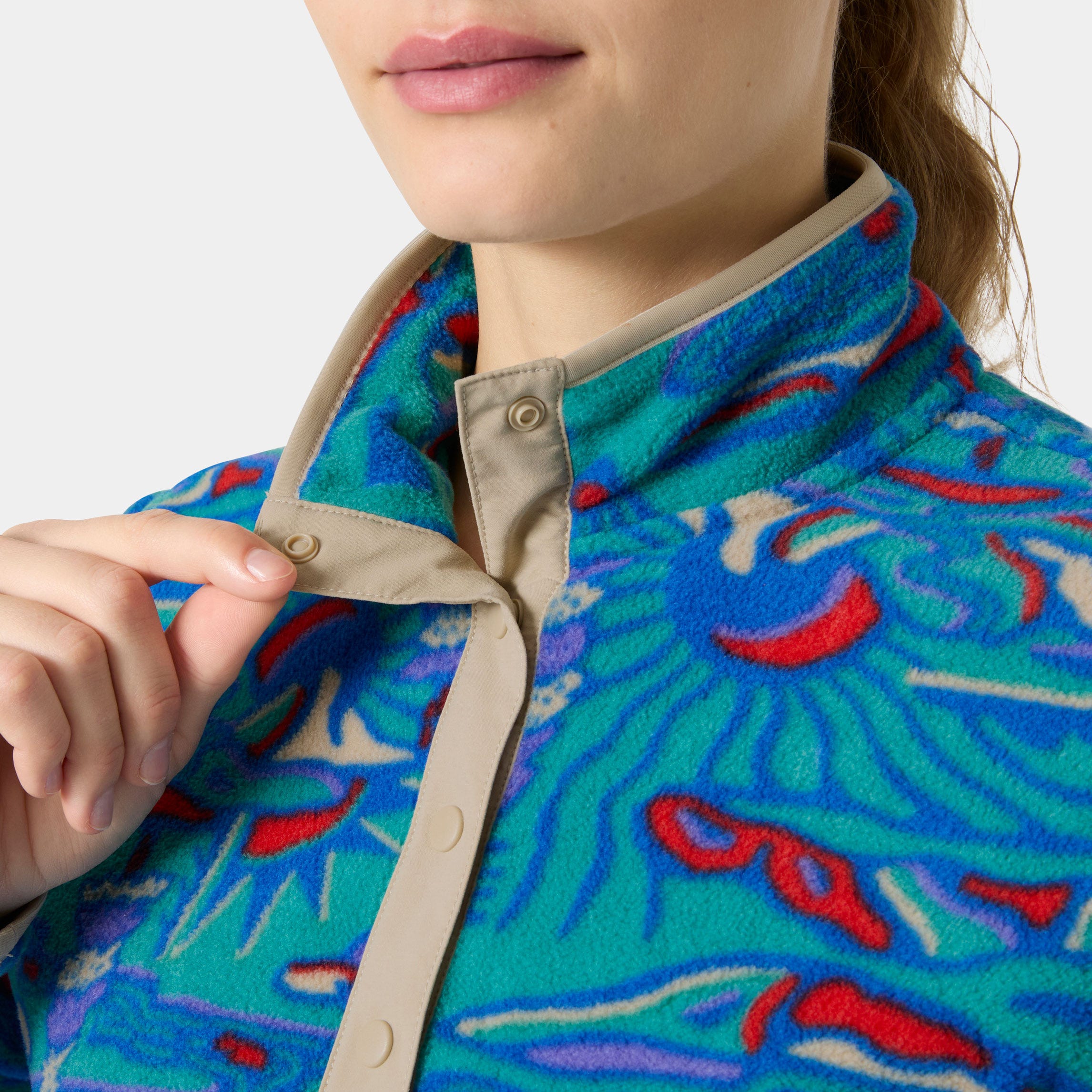 Women's Maridalen Printed Fleece - 472 DARK MINT RAYCO AOP