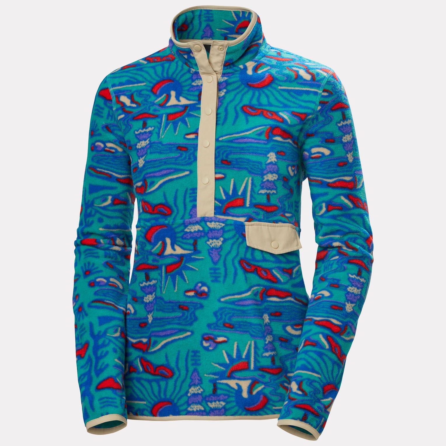 Women's Maridalen Printed Fleece - 472 DARK MINT RAYCO AOP