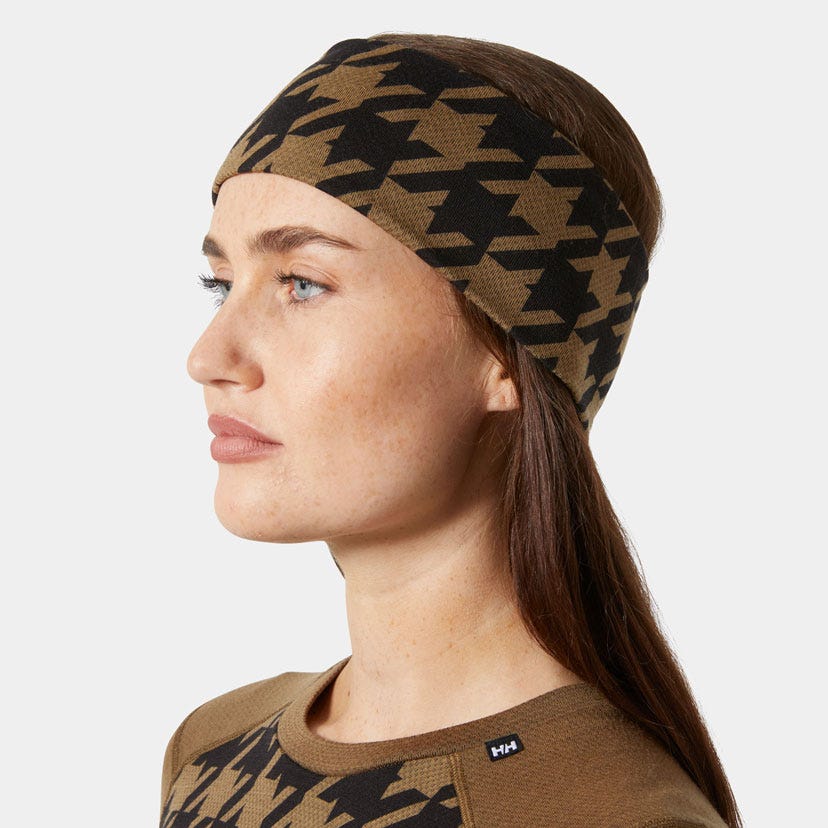 HH LIFA® Merino Headband - 718 SEPIA HOUNDSTOOTH AOP