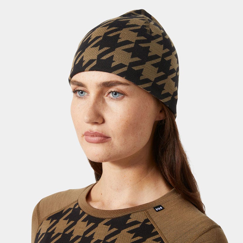 HH LIFA® Merino Beanie - 718 SEPIA HOUNDSTOOTH AOP