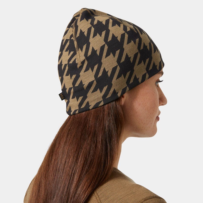 HH LIFA® Merino Beanie - 718 SEPIA HOUNDSTOOTH AOP